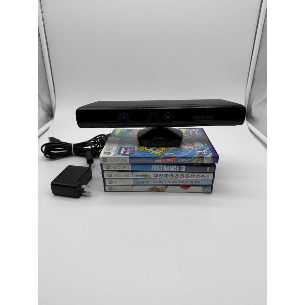 Microsoft Xbox 360 Kinect Sensor Model 1414 Bundle with 5 Games and Power Cord